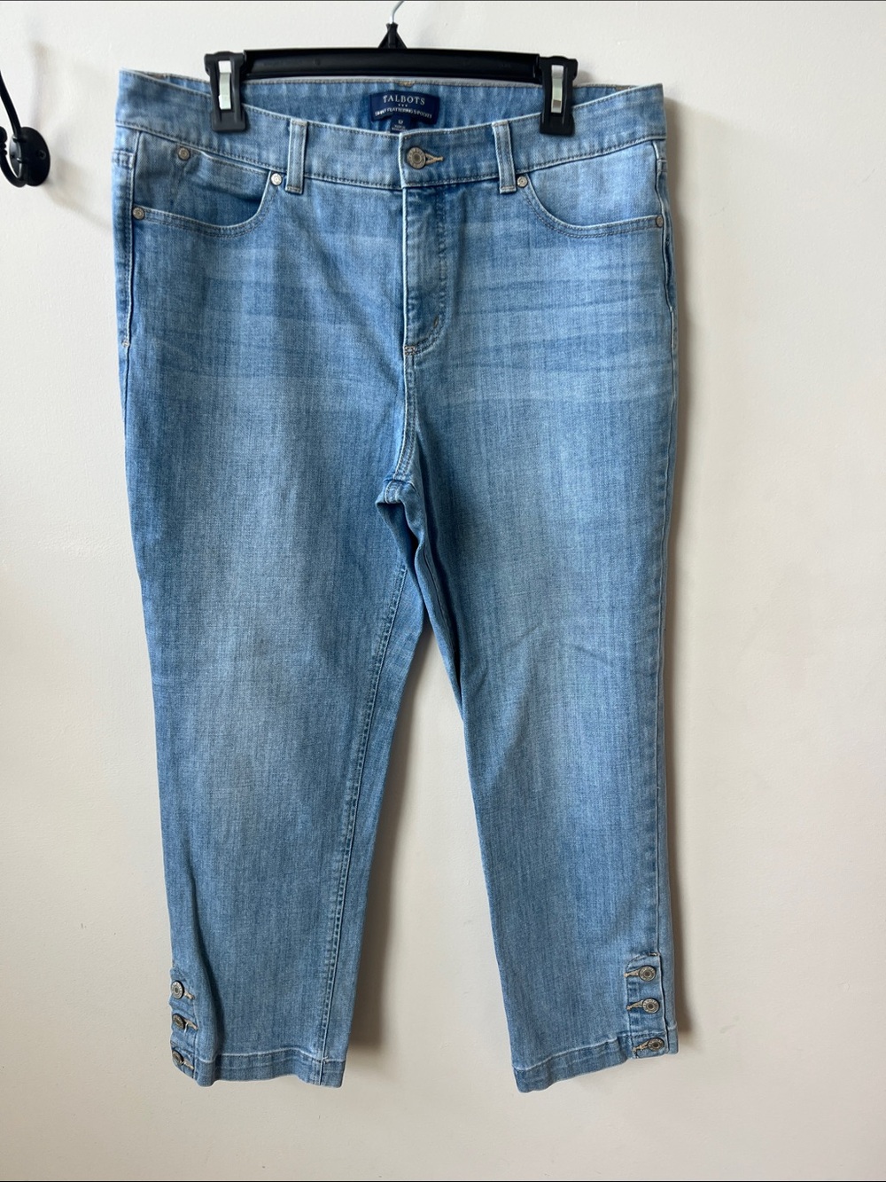 Talbots Light Blue Cropped Ankle Jeans with Button Tab Hem